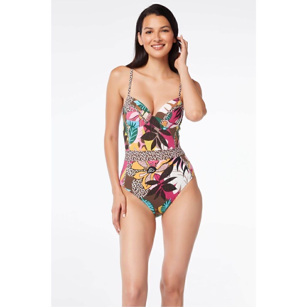NWT Blue Rod Beattie One Piece Swimsuit Size 6 Women Run Wild Hawaiian tropical